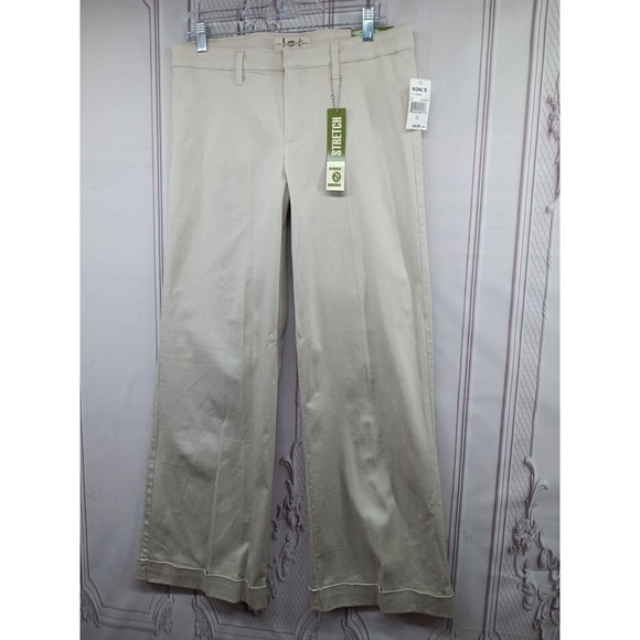 NWT L.E.I. Jeans Khaki Pants Women's SZ 11 Stretch High Waist MSRP $40.00 Flared - Picture 1 of 16